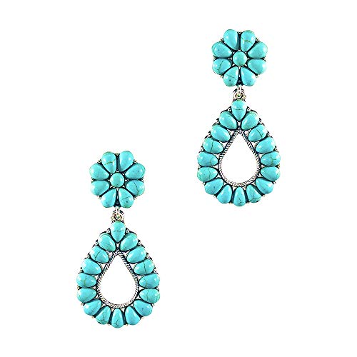 Product Cover Wonderent Turquoise Bohemian Small Delicate Metal Fashion Earring No.248