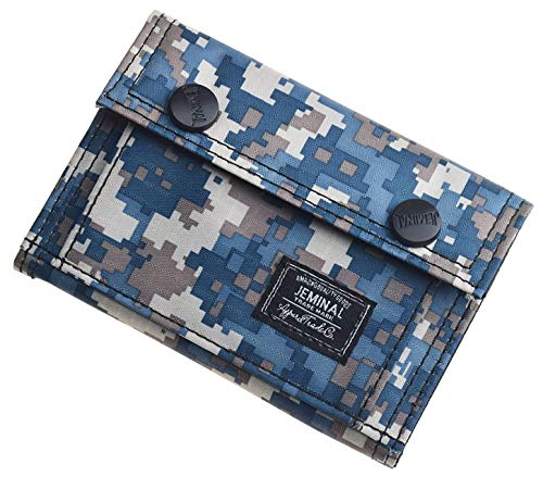 Product Cover JEMINAL Men's Camo Printed Bifold Wallet Teens Boys Wallets for Kids (H - Blue2 + RFID Blocking (Upgrade 2.0))