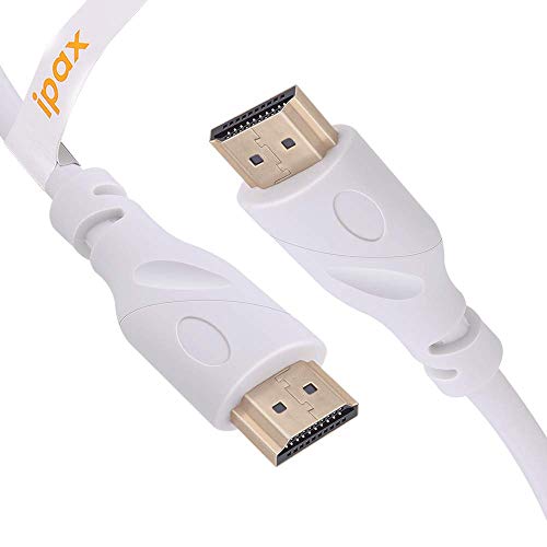 Product Cover Ipax 15ft Long White High Speed HDMI 2.0 Cable with Ethernet 3D 4K@60Hz Ultra HD UHD Laptop to TV Television Compatible with for Roku TV Asus Vivobook HP Samsung Viotek Vizio LG Sharp Fire TV Cube