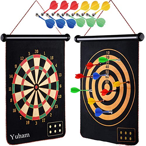 Product Cover Yuham Magnetic Dart Board Indoor Outdoor Games for Kids and Adults with 12pcs Safe Darts, Easily Hangs Anywhere