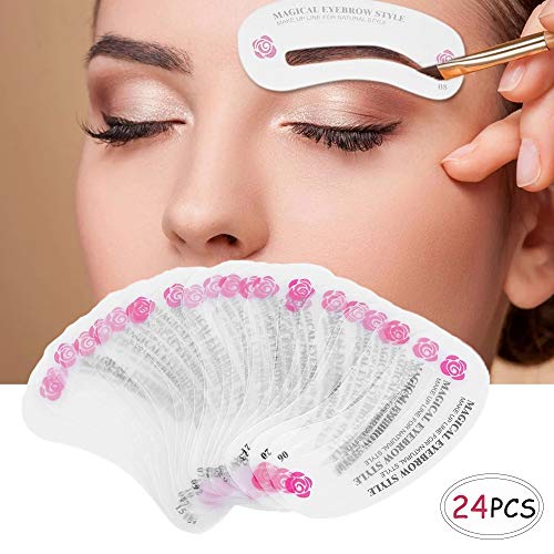 Product Cover 24 PCS Different Styles Eyebrow Shaping Stencils, Kalolary Eyebrow Grooming Stencil Kit Shaping Templates DIY Tools