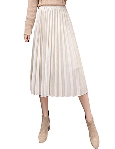 Product Cover Omoone Women's High Elastic Waist Velvet Maxi Long Pleated Swing Falbala Skirt