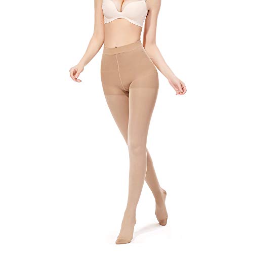 Product Cover SWOLF Compression Pantyhose Women Men, Closed Toe 20-30 mmHg Graduated Firm Support Compression Stockings Hose - Waist High Edema Moderate Varicose Veins Medical Compression Tights (Beige, Medium)