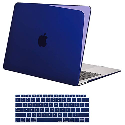 Product Cover MOSISO MacBook Air 13 inch Case 2019 2018 Release A1932 with Retina Display, Plastic Hard Shell Case & Keyboard Cover Skin Only Compatible with MacBook Air 13 with Touch ID, Crystal Navy Blue