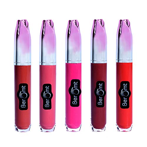 Product Cover Beromt Mat 12H Fuzzy Wuzzy, Rose Goldt, Fuscia, Deep Chestnut, Ruby Red Lip Glosses, 35ml, Pack of 5