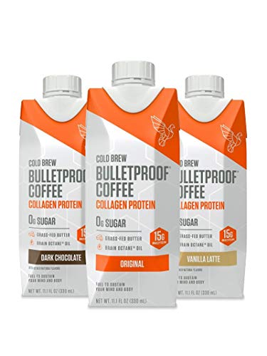Product Cover Bulletproof Cold Brew Coffee, Keto Friendly, Sugar Free, with Brain Octane oil and Grass-fed Butter (Variety 12-Pack)