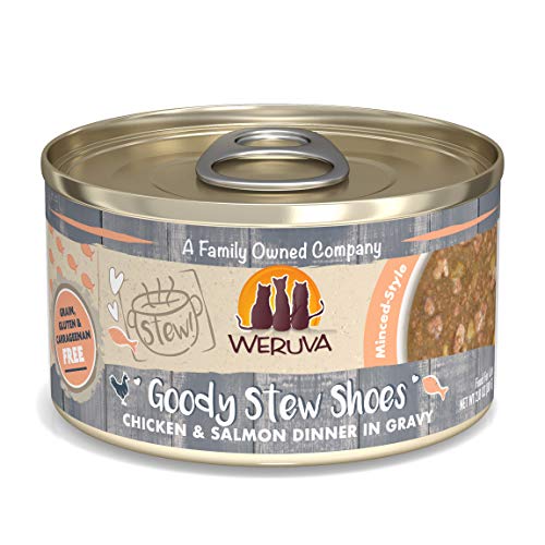 Product Cover Weruva Classic Cat Stews, Goody Stew Shoes with Chicken & Salmon in Gravy, 2.8oz Can (Pack of 12)