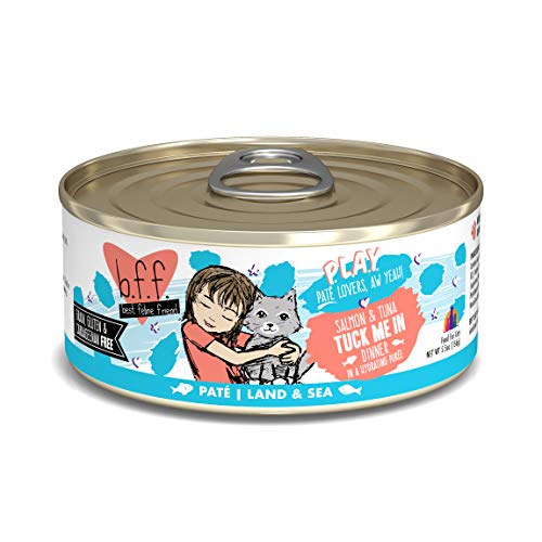Product Cover Weruva B.F.Play - Best Feline Friend Paté Lovers, aw Yeah!, Salmon & Tuna Tuck Me in with Salmon & Tuna, 5.5oz Can (Pack of 8)