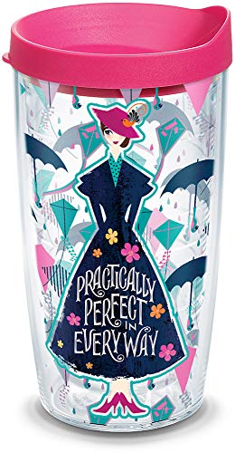 Product Cover Tervis 1308582 Disney - Mary Poppins Returns Insulated Tumbler with Wrap and Fuschia Lid, 16 oz, Clear