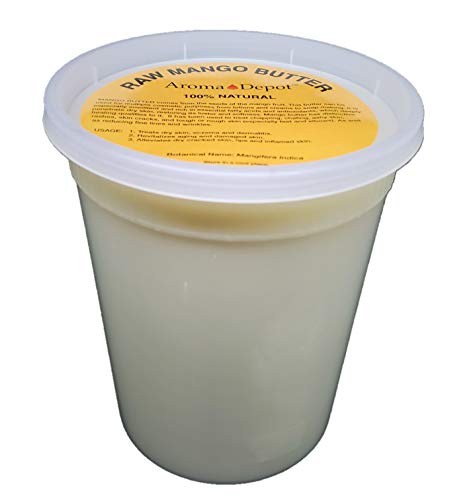 Product Cover Aroma Depot 2 lb / 32 oz Raw Mango Butter Unrefined 100% Natural Pure Great for Skin, Body, Hair Care. DYI Body Butter, Lotions, Creams Reduces Fine Lines, Wrinkles, used for eczema psoriasis