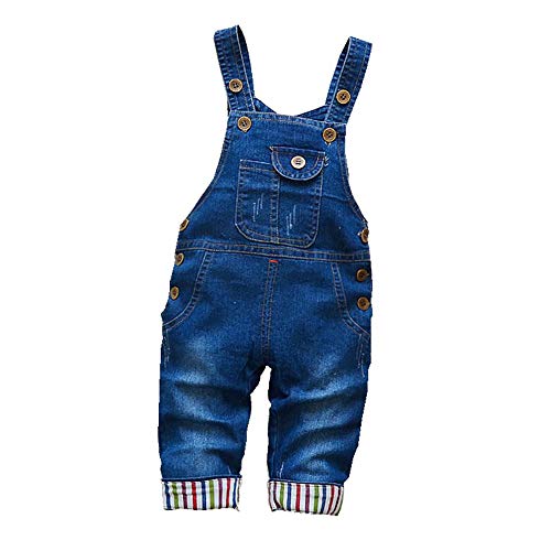 Product Cover BibiCola Baby Little Boys/Girls Denim Bib Overalls Toddler Suspender Jeans Pants