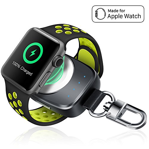 Product Cover Wireless iPhone Watch Charger [ MFi Certified], Portable iwatch Charger 700mAh Smart Keychain Power Bank, Compatible for Apple Watch Series 4, 3, 2, 1 & Nike 44/40/38/42mm Watch Charger for Travel