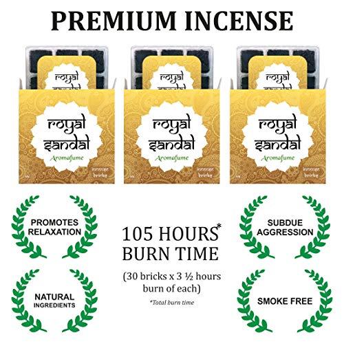 Product Cover Aromafume Royal Sandal Incense Bricks (3 Trays x 9 Pieces Each) | Ideal for Meditation, Purification, Yoga, Relaxation, Healing & Rituals | Indian Sandalwood, Amazing Smell | Refill Pack