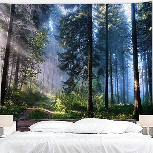 Product Cover BJYHIYH Misty Forest Tapestry Wall Hanging Nature Landscape Tapestry Sunshine Through Tree Tapestries for Bedroom Living Room Dorm Decor(90.6