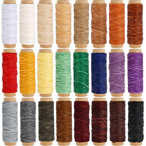 Product Cover JANYUN 24 Colors Flat Leather Sewing Waxed Cord Thread,Each of 33 Yards