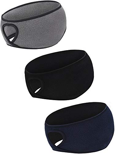 Product Cover Blulu 3 Pieces Ponytail Headband Women Winter Headband Ear Warmer Running Headband for Women Girls Outdoor Sports, 3 Colors (Color Set 2, Size 1)