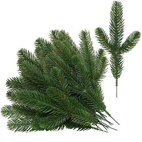 Product Cover Sunm Boutique Christmas Artificial Pine Picks Garland, Pine Leaves Pines Twig Pine Needles Spray, Faux Pine Greenery Stems for Christmas Winter Wedding Garden Decoration