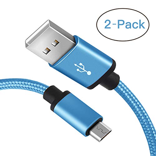Product Cover Micro USB Cable, Benicabe (2-Pack) Sync and Fast Charging Cord for Samsung Galaxy S7 Edge/ S7 S6 Note 5, Nexus, Android Charger and More (Coral Blue, 6FT 2Pack)