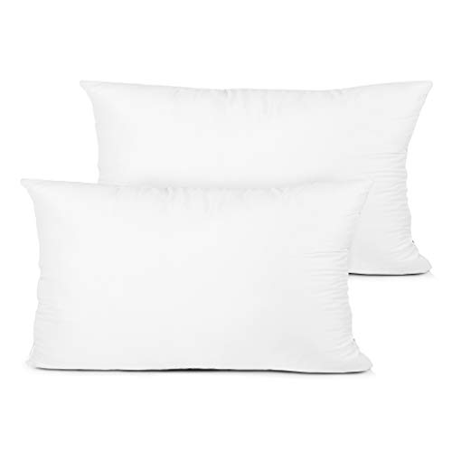 Product Cover EDOW Throw Pillow Insert, Set of 2 Down Alternative Polyester Decorative Pillow, Cushion,Sham Stuffer. (White, 12x20)