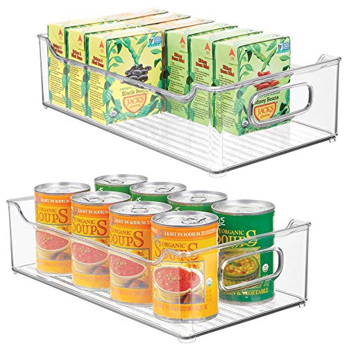 Product Cover mDesign Wide Stackable Plastic Kitchen Pantry Cabinet, Refrigerator or Freezer Food Storage Bin with Handles - Organizer for Fruit, Yogurt, Snacks, Pasta - BPA Free, 14.5
