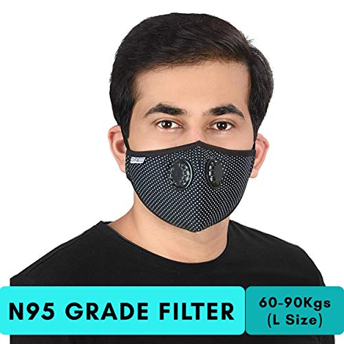 Product Cover Onroad Co. Reusable Anti Pollution Mask with N95 Grade Filter, New Gris Series - Large (Ideal for 60-90 kg weight range)
