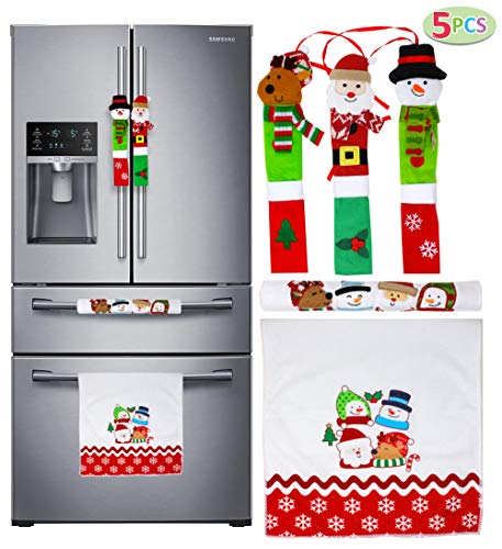 Product Cover JOYIN 5 Pieces Christmas Kitchen Appliance Handle Covers for Kitchen Refrigerator Microwave Oven Dishwasher Decoration, Xmas Indoor Décor, Party Favor Supplies.