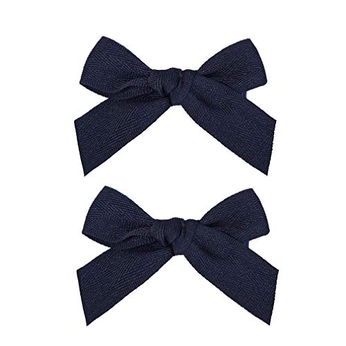 Product Cover DEEKA 2 Pack Hair Clip Hair Bows Fringe Clip for Little Girls - Solid Navy Blue