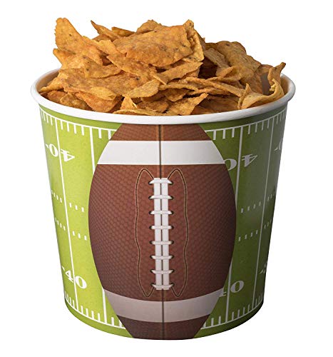 Product Cover Hammont Football Party Supplies Snack Cups - 84 Oz Superbowl Disposable Paper Bucket Ideal for Tailgate Parties, Family Dinner and Sports Event (8 Pack)