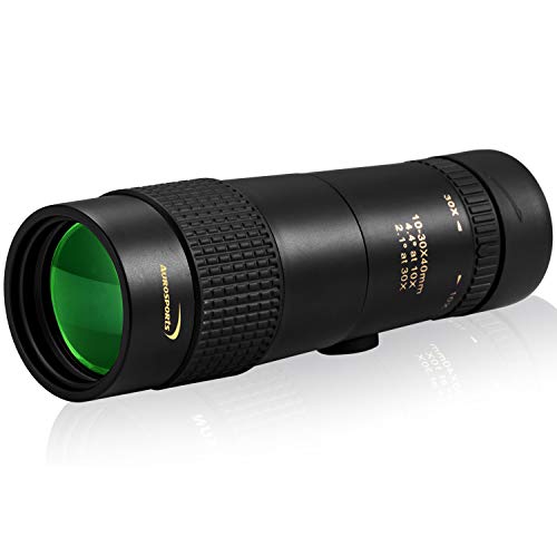 Product Cover Aurosports 10-30x40 Zoom Monocular with Bak4 Prism Dual Focus High Power Compact Waterproof Telescope Fit Adults for Hiking Hunting Camping Bird Watching Best Gifts for Men