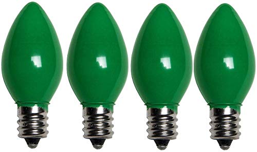 Product Cover 7 Watt Light Bulbs Colored C7, Steady Burning Ceramic Candelabra Base -Great for Night Lights, and Christmas Strings (Green, 4 Pack)