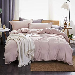 Product Cover Dreaming Wapiti Duvet Cover King 100% Washed Microfiber 3 Piece Bedding Sets, Solid Color-Soft and Breathable with Zipper Closure & Corner Ties (Pink Mocha)
