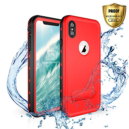 Product Cover Waterproof Case for iPhone Xs Max, Shockproof Dustproof Snowproof Heavy Duty Case with Built-in Screen Protector Full Body Rugged Cover for iPhone Xs Max 2018 Released 6.5 inch (RED)