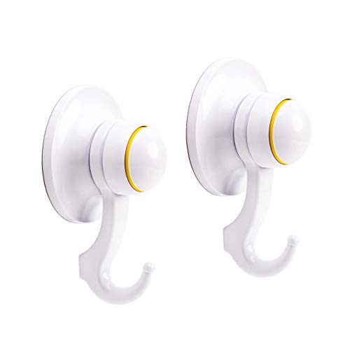 Product Cover Qmagic Powerful Suction Cup Hooks - Powerful Vacuum Shower Towel Hook Holder - Suitable Frosted Glass Surfaces - Reusable - Cup Diameter 56mm (White, 2)