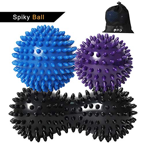 Product Cover Massage Ball Set Pain Relief Back Roller Spiky Massage Lacrosse Balls for Plantar Fasciitis, Myofascial Release, Trigger Point Therapy and Deep Tissue (3 Packs)