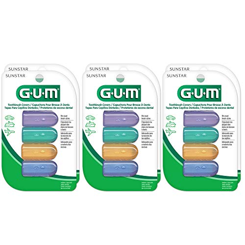 Product Cover GUM Antibacterial Toothbrush Covers For Travel or Home, 4 Covers (Pack of 6)