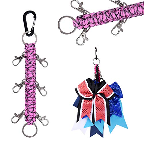 Product Cover DEEKA Paracord Handmade Cheer Bows Holder for Cheerleading Teen Girls High School College Sports - Bright Pink Black Camo