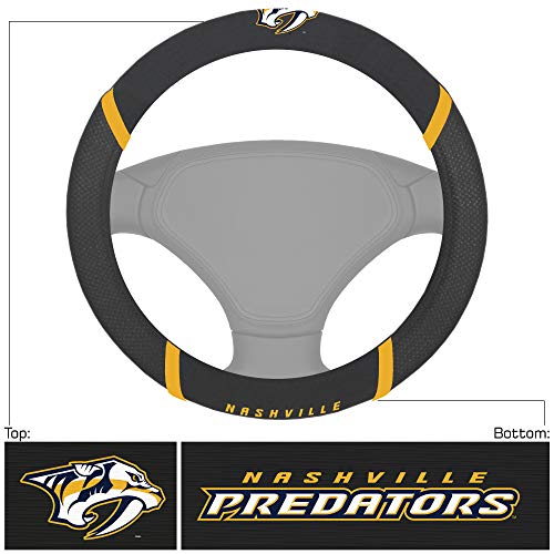 Product Cover FANMATS NHL Nashville Predators Steering Wheel Coversteering Wheel Cover, Team Colors, One Sized
