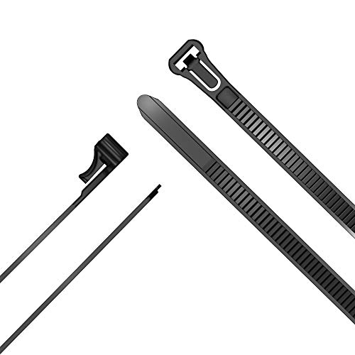 Product Cover KabelDirekt - Reusable Cable Ties - (7.4 mm x 250 mm) - (Releasable Zip Ties, 100 Pieces, Flexible Nylon, Black) - Top Series