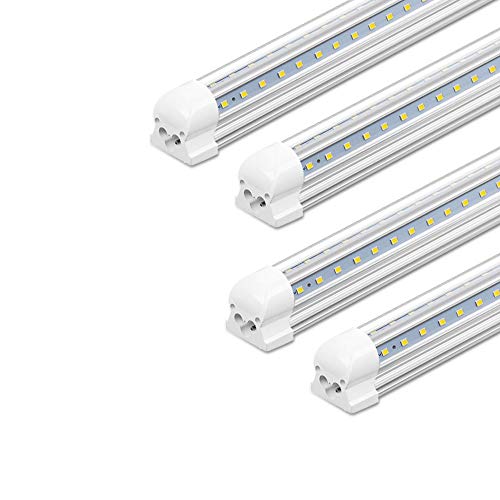 Product Cover (Pack of 4) LED Tube Lights T8 Integrated Single Fixture, 5FT, 45W, 6000K, 4500LM Utility Shop Light, V Shape High Output Led Ceiling Light for Garage, Warehouse, Basement, Plug and Play