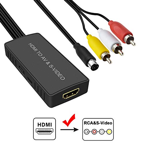 Product Cover HDMI to SVideo, HDMI to SVideo Adapter, HDMI to AV CVBS Svideo Converter for PS3, HDMI to RCA Adapter with RCA and Svideo Cable Support 1080p for Blue-Ray Xbox TV STB VHS VCR Camera DVD Player