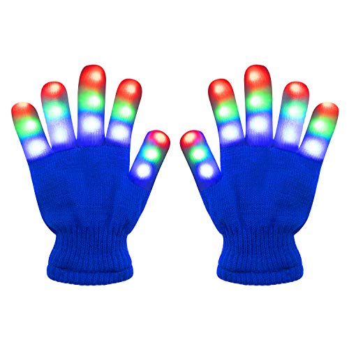 Product Cover Amazer Kids Light Gloves Children Finger Light Flashing LED Warm Gloves with Lights for Birthday Light Party Christmas Xmas Dance Thanksgiving Day Gifts for More Fun - Dark Blue