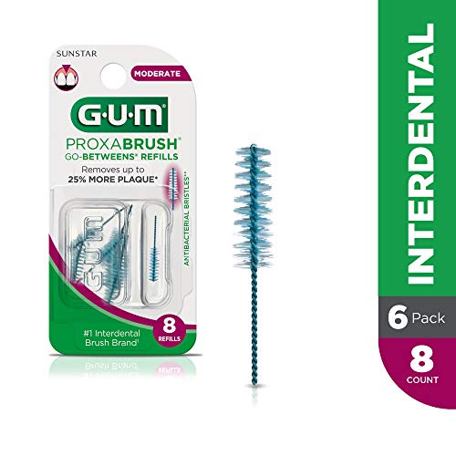 Product Cover GUM Proxabrush Go-Betweens Interdental Brush Refills, Moderate, 8 Count (Pack of 6)