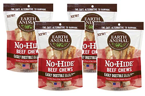 Product Cover Earth Animal No Hide Beef Chews, 4 Inches, Rawhide Alternative Dog Treats (8 Pack)