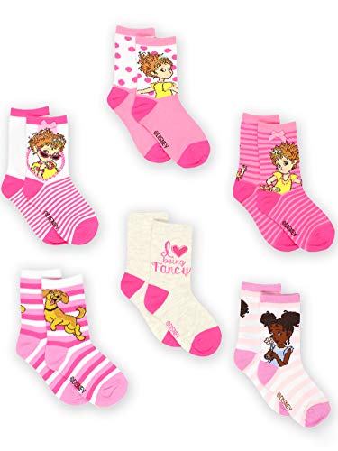 Product Cover Fancy Nancy Toddler Girls 6 pack Socks (4-6 Toddler (Shoe: 7-10), Pink Crew)