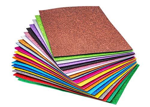 Product Cover Glitter Foam Handicraft Letter Size Sheets 8.5 x 11 Inches (20 Pack) Self Adhesive - Colorful Crafting Sponge for DIY Projects, Classroom, Parties and More | Thick and Soft Paper, 20 Assorted Colors
