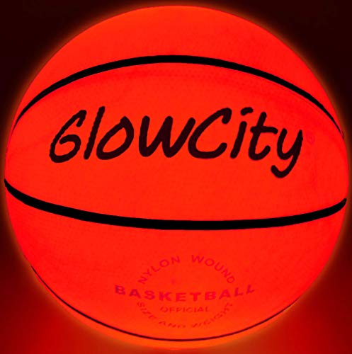 Product Cover GlowCity LED Light-Up Basketball - Size 6, 28.5-inch, Official Size Women's Basketball, Good for Pre-Teens Too - Impact Activated Glow-in-The-Dark, Nylon Wound Durability, Batteries Included