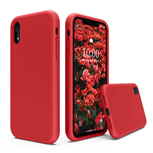 Product Cover SURPHY Silicone Case for iPhone XR Case, Soft Liquid Silicone Shockproof Phone Case (with Microfiber Lining) Compatible with iPhone XR (2018) 6.1 inches (Red)