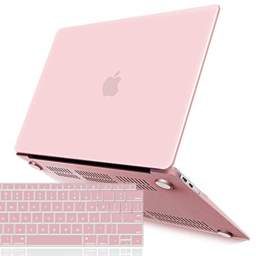 Product Cover IBENZER MacBook Air 13 Inch Case 2020 2019 2018 New Version A1932, Hard Shell Case with Keyboard Cover for Apple Mac Air 13 Retina with Touch ID,Rose Quartz, MMA-T13RQ+1