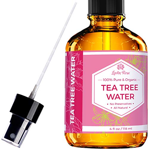 Product Cover Tea Tree Water Toner by Leven Rose, 100% Pure Organic Natural Alcohol Free Healing Hydrosol Balances pH, Heals Acne, and Calms Itchy Irritated Dry Skin Naturally 4 oz