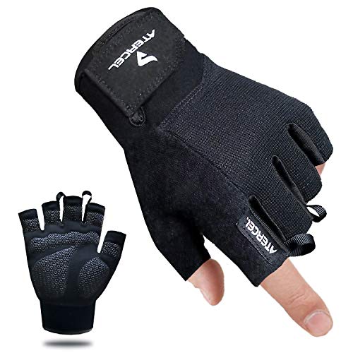 Product Cover Atercel Workout Gloves, Best Exercise Gloves for Weight Lifting, Cycling, Gym, Training, Breathable & Snug fit, for Men & Women (Black, M)